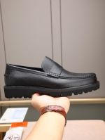 Hermes Black calfskin Leather Shoes-Hermes Man Business Leather Shoes